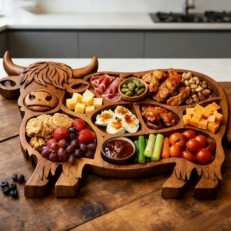Euroselle Cow Shaped Wooden Charcuterie Board For Cheese And Meats