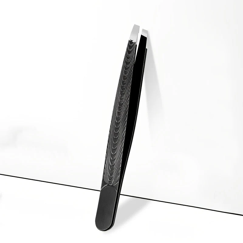 Euroselle Black Angled Eyebrow Tweezers With High Precision