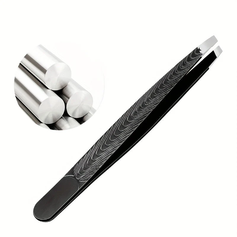Euroselle Black Angled Eyebrow Tweezers With High Precision
