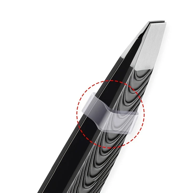Euroselle Black Angled Eyebrow Tweezers With High Precision