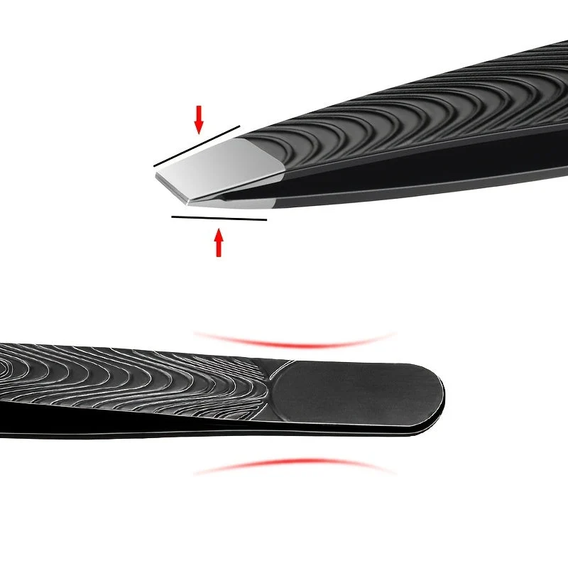 Euroselle Black Angled Eyebrow Tweezers With High Precision