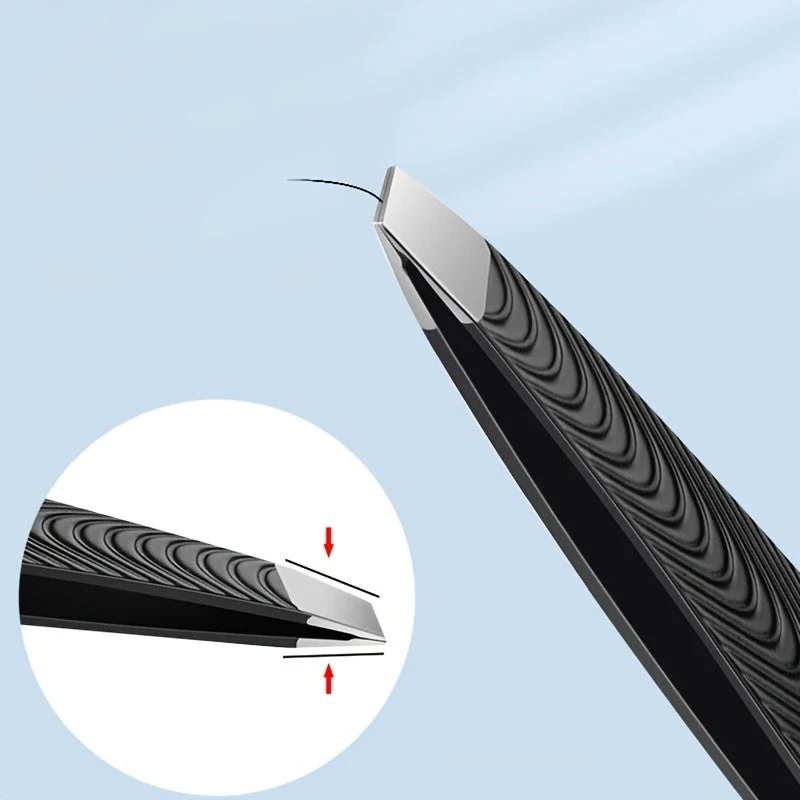 Euroselle Black Angled Eyebrow Tweezers With High Precision