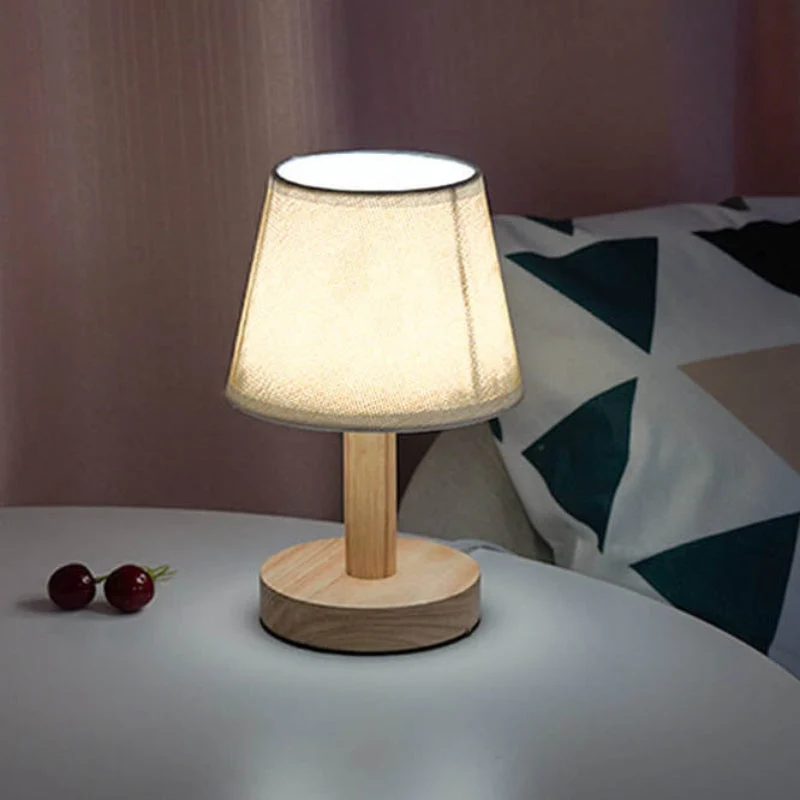 Euroselle Modern LED Table Lamp With USB Plug-In And Vintage Linen Shade For Bedside And Living Room