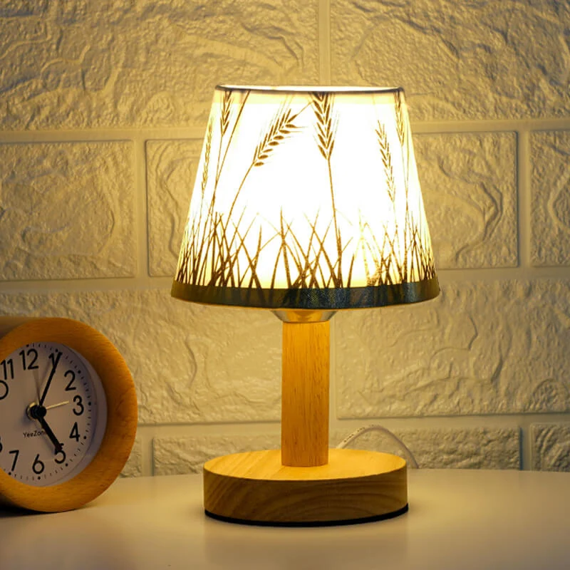 Euroselle Modern LED Table Lamp With USB Plug-In And Vintage Linen Shade For Bedside And Living Room