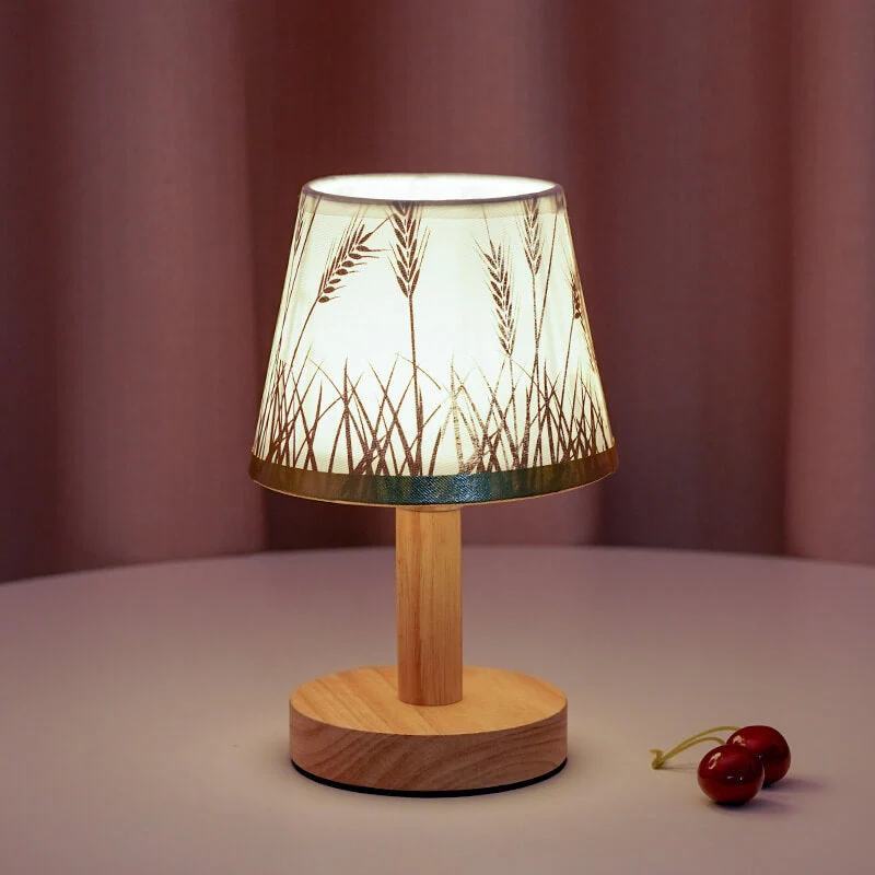 Euroselle Modern LED Table Lamp With USB Plug-In And Vintage Linen Shade For Bedside And Living Room