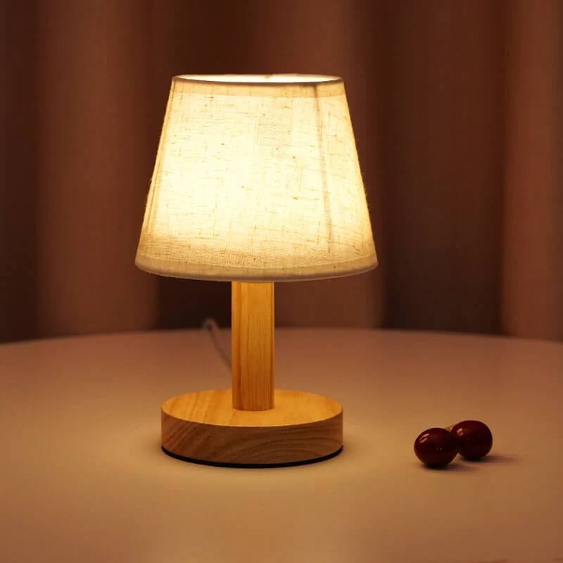Euroselle Modern LED Table Lamp With USB Plug-In And Vintage Linen Shade For Bedside And Living Room