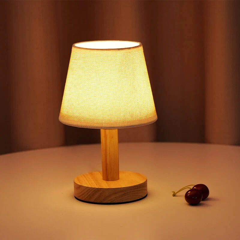 Euroselle Modern LED Table Lamp With USB Plug-In And Vintage Linen Shade For Bedside And Living Room