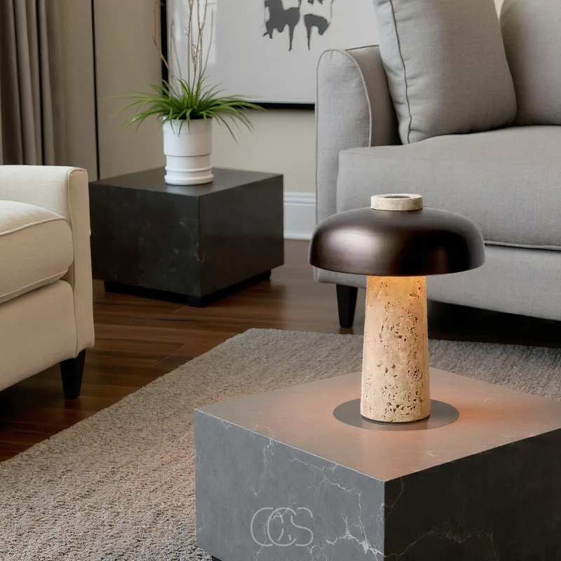 Euroselle Stone Finish Table Lamp For Modern Home Decor And Ambience