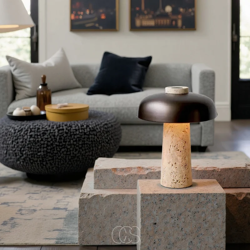 Euroselle Stone Finish Table Lamp For Modern Home Decor And Ambience