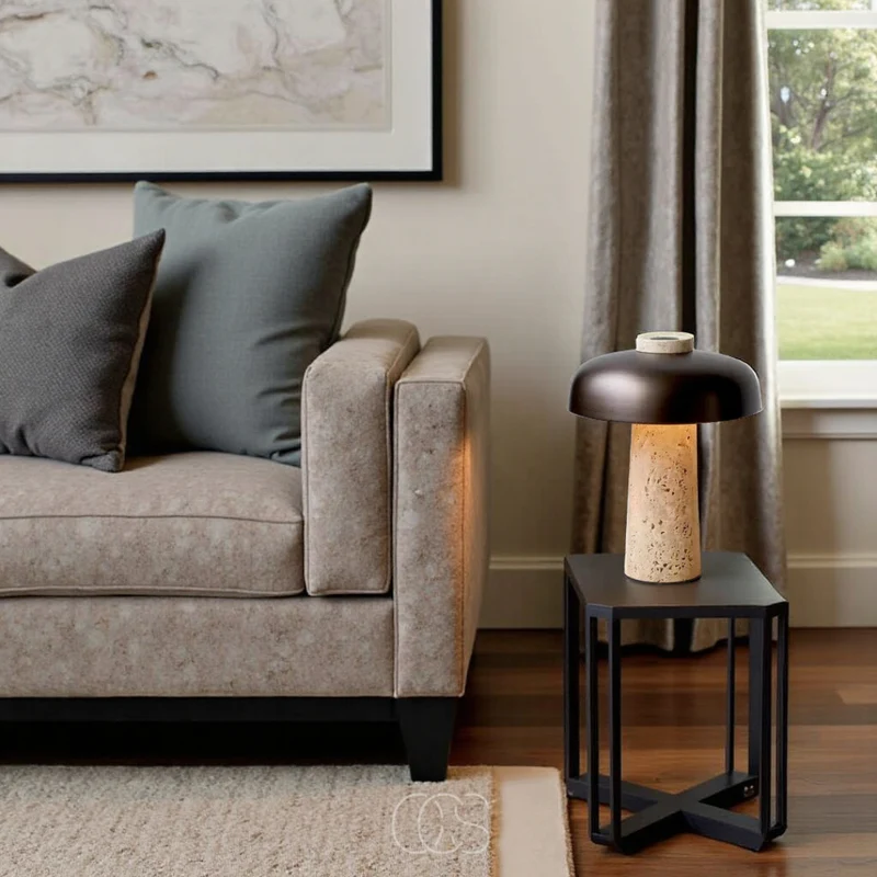 Euroselle Stone Finish Table Lamp For Modern Home Decor And Ambience