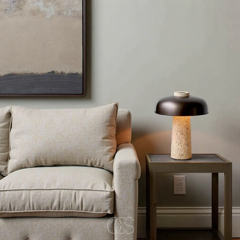 Euroselle Stone Finish Table Lamp For Modern Home Decor And Ambience