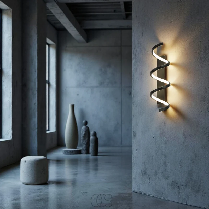 Euroselle Spiral LED Wall Light Dimmable Warm Ambient Accent Lamp