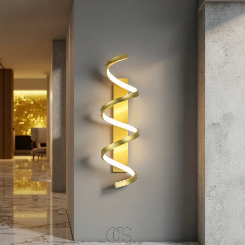 Euroselle Spiral LED Wall Light Dimmable Warm Ambient Accent Lamp
