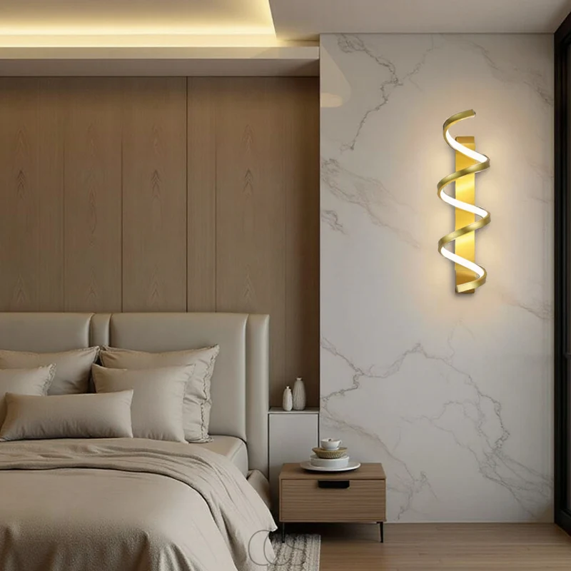 Euroselle Spiral LED Wall Light Dimmable Warm Ambient Accent Lamp