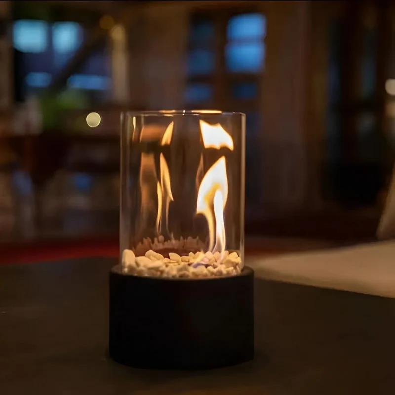 Euroselle Portable Table Fireplace With Clean-Burning Smoke-Free Ambient Flame Indoor Outdoor Use
