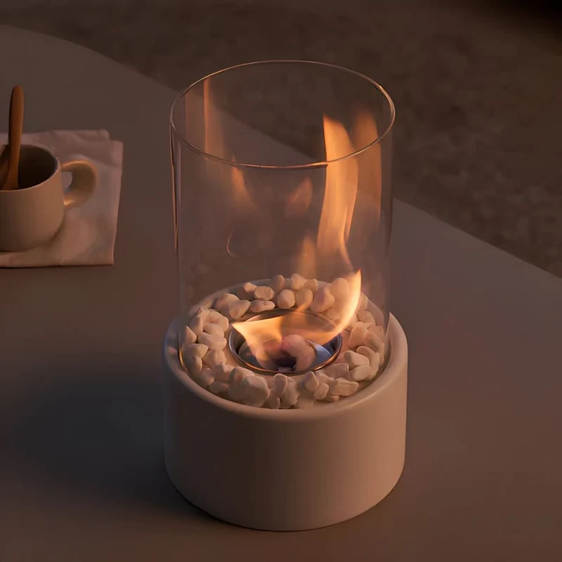 Euroselle Portable Table Fireplace With Clean-Burning Smoke-Free Ambient Flame Indoor Outdoor Use