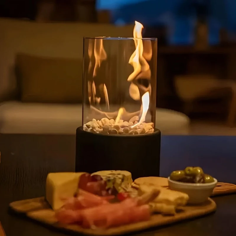 Euroselle Portable Table Fireplace With Clean-Burning Smoke-Free Ambient Flame Indoor Outdoor Use