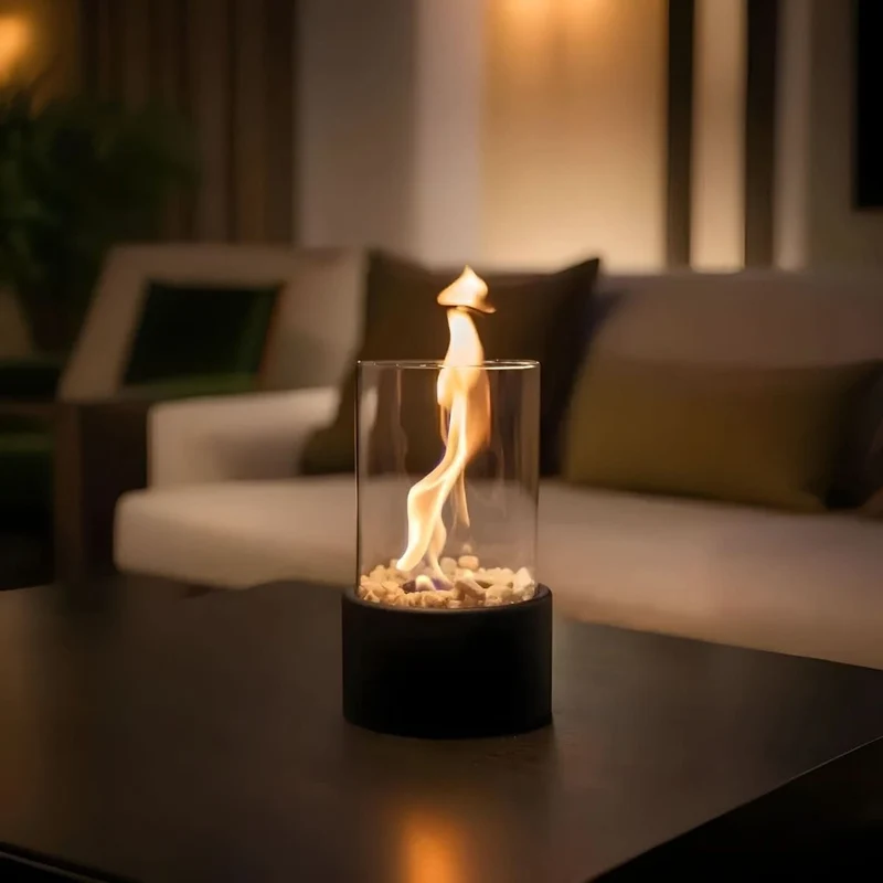 Euroselle Portable Table Fireplace With Clean-Burning Smoke-Free Ambient Flame Indoor Outdoor Use