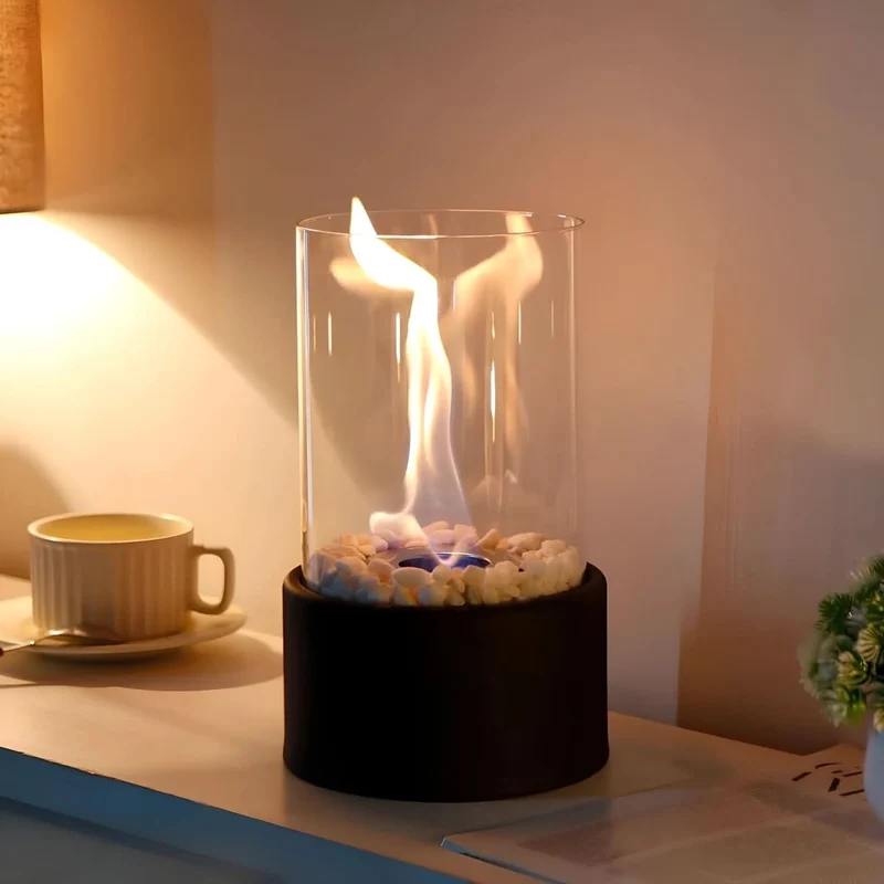 Euroselle Portable Table Fireplace With Clean-Burning Smoke-Free Ambient Flame Indoor Outdoor Use