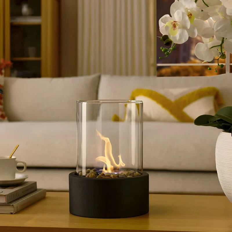 Euroselle Portable Table Fireplace With Clean-Burning Smoke-Free Ambient Flame Indoor Outdoor Use