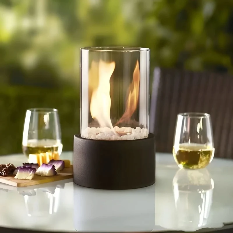 Euroselle Portable Table Fireplace With Clean-Burning Smoke-Free Ambient Flame Indoor Outdoor Use