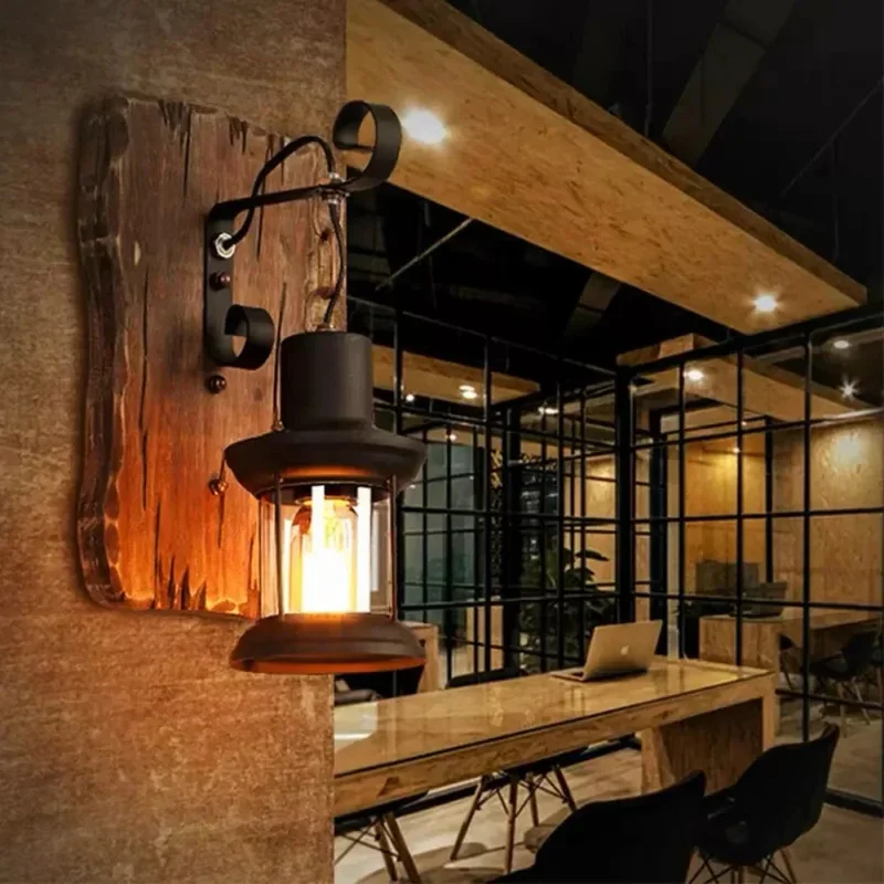 Euroselle Wall Lamp Vintage Industrial LED 220V Rustic Indoor Sconce Light Fixture