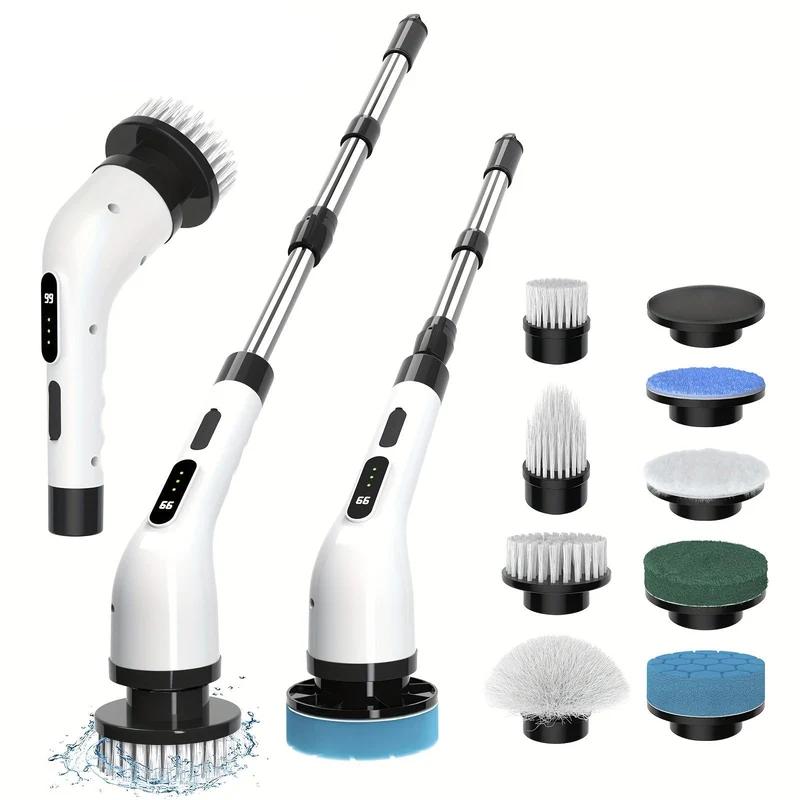Euroselle 9-In-1 Multifunctional Electric Cleaning Brush Set for Home and Car