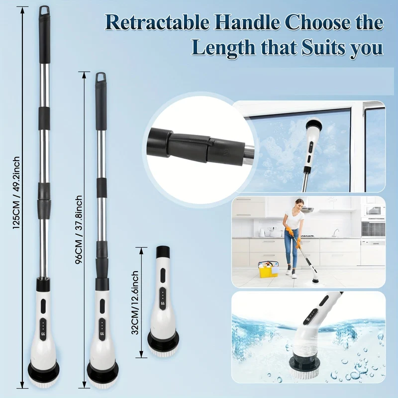 Euroselle 9-In-1 Multifunctional Electric Cleaning Brush Set for Home and Car