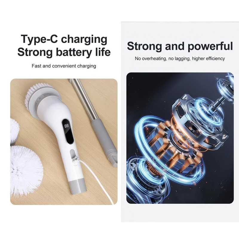 Euroselle 9-In-1 Multifunctional Electric Cleaning Brush Set for Home and Car
