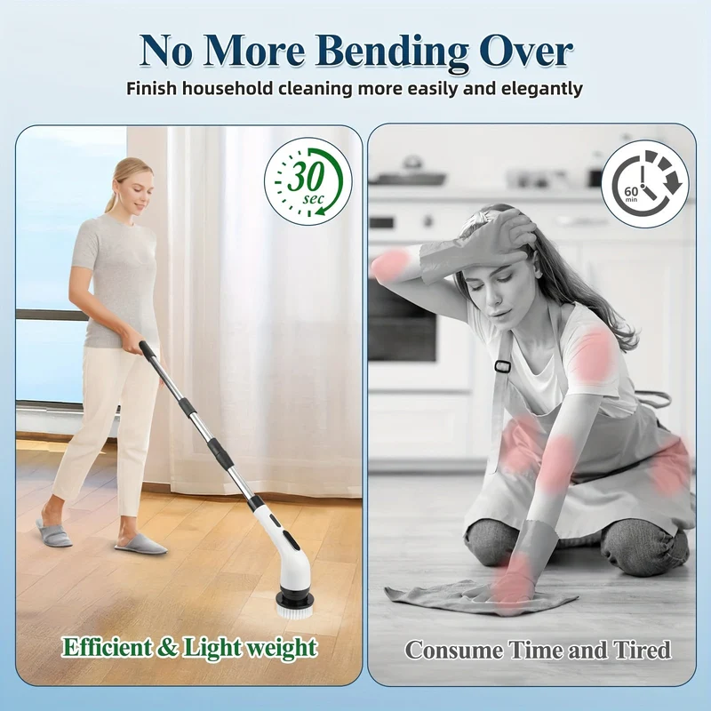 Euroselle 9-In-1 Multifunctional Electric Cleaning Brush Set for Home and Car