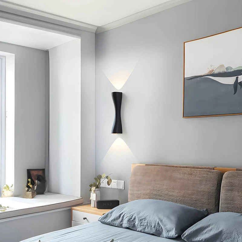 Euroselle Wall Mounted Up Down Lamp With COB LED Aluminum Glass Fixture