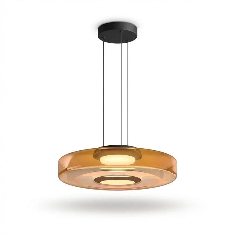 LumenNova Dynamic Amber Glass Kitchen Pendant Light By Euroselle