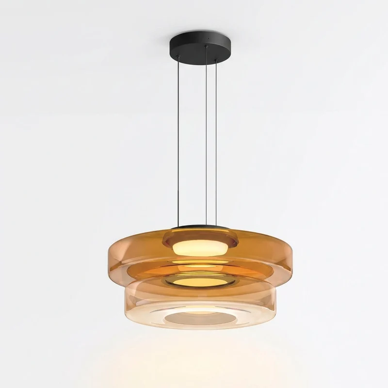 LumenNova Dynamic Amber Glass Kitchen Pendant Light By Euroselle