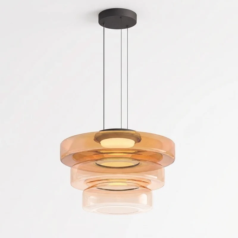 LumenNova Dynamic Amber Glass Kitchen Pendant Light By Euroselle