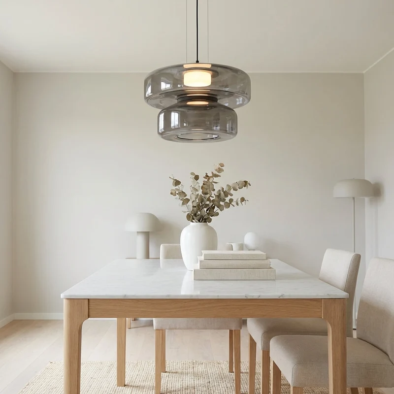 LumenNova Dynamic Amber Glass Kitchen Pendant Light By Euroselle