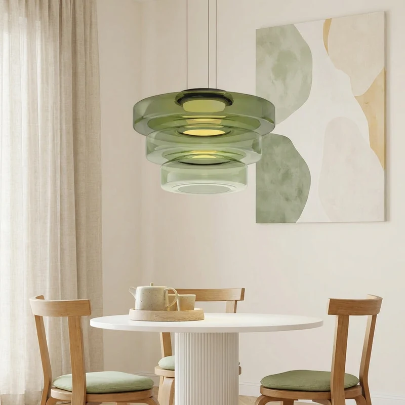 LumenNova Dynamic Amber Glass Kitchen Pendant Light By Euroselle