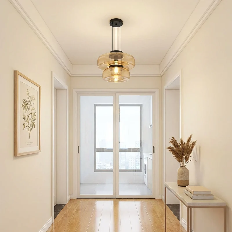 LumenNova Dynamic Amber Glass Kitchen Pendant Light By Euroselle