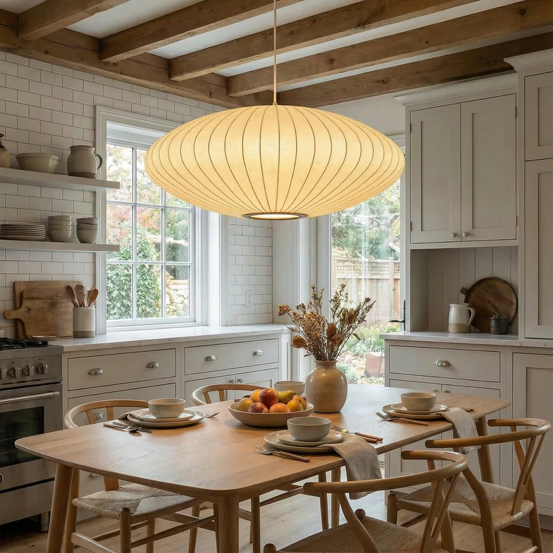 Luma Silk Contemporary Pendant Light With Silk Shade Euroselle