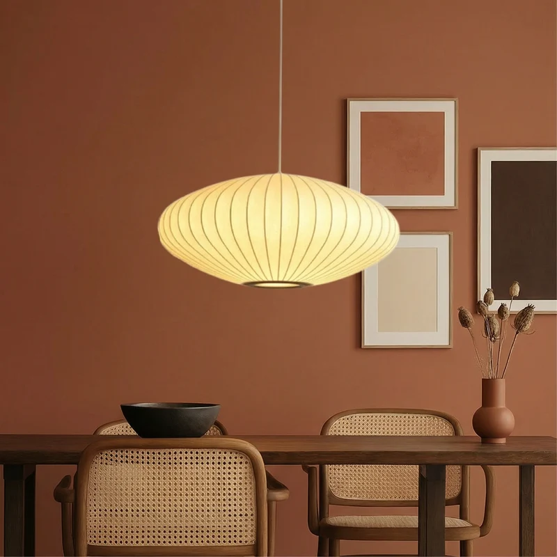 Luma Silk Contemporary Pendant Light With Silk Shade Euroselle
