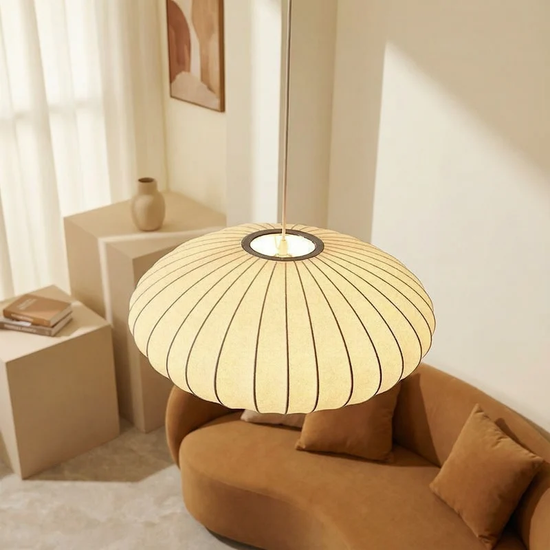 Luma Silk Contemporary Pendant Light With Silk Shade Euroselle