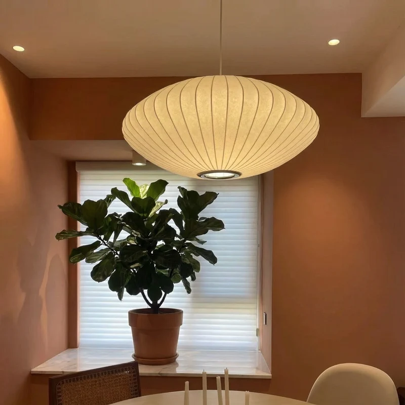 Luma Silk Contemporary Pendant Light With Silk Shade Euroselle