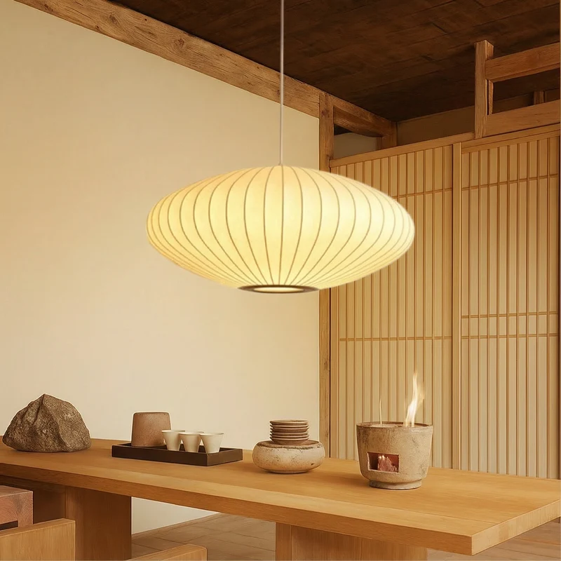 Luma Silk Contemporary Pendant Light With Silk Shade Euroselle