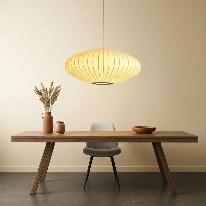Luma Silk Contemporary Pendant Light With Silk Shade Euroselle