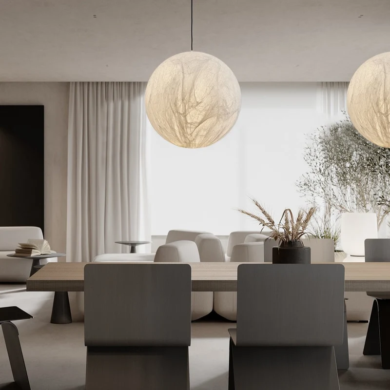 LunaSilk Moonlit Glow Ceiling Lamp With Silk Accent For Calm Rooms Euroselle