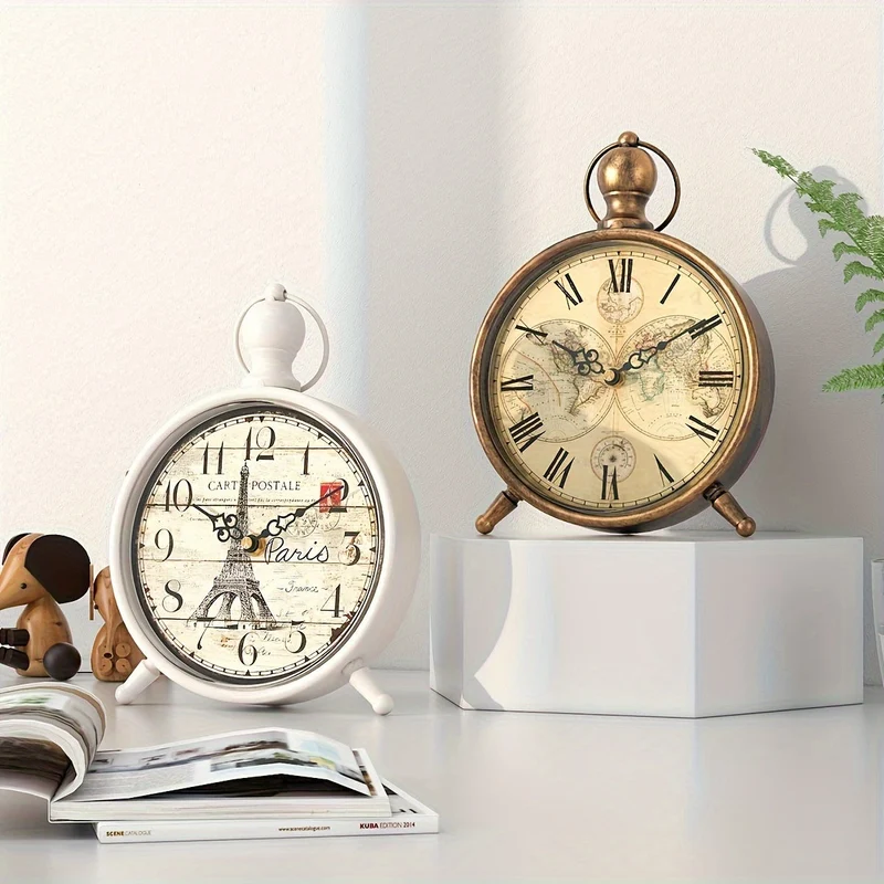 Euroselle Non-Ticking Eiffel Tower Desk Clock With Silent Movement