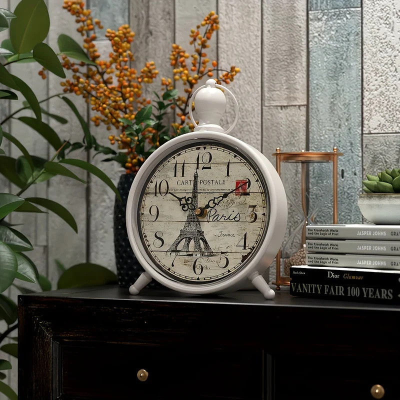 Euroselle Non-Ticking Eiffel Tower Desk Clock With Silent Movement