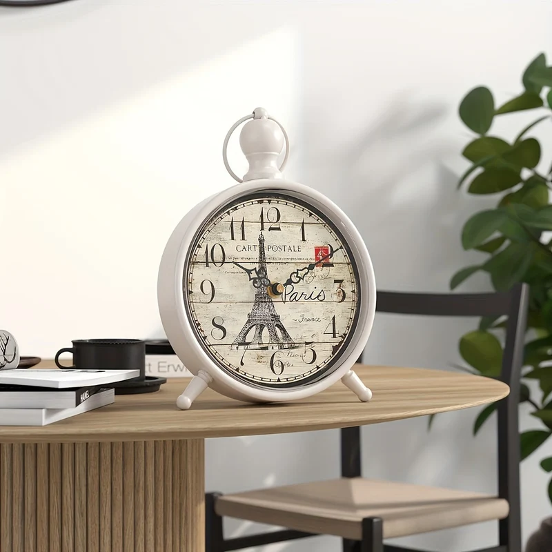 Euroselle Non-Ticking Eiffel Tower Desk Clock With Silent Movement