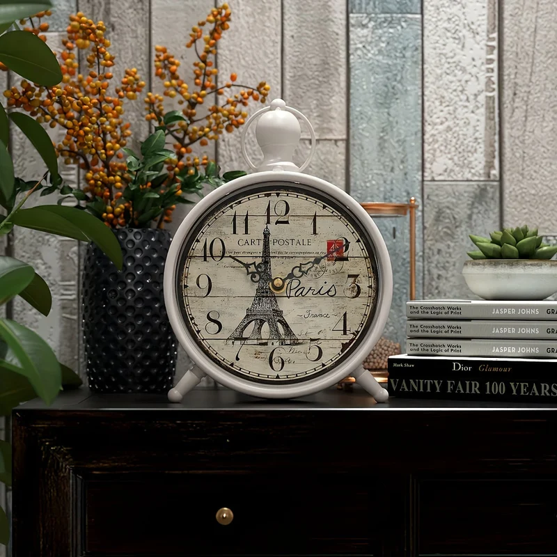 Euroselle Non-Ticking Eiffel Tower Desk Clock With Silent Movement