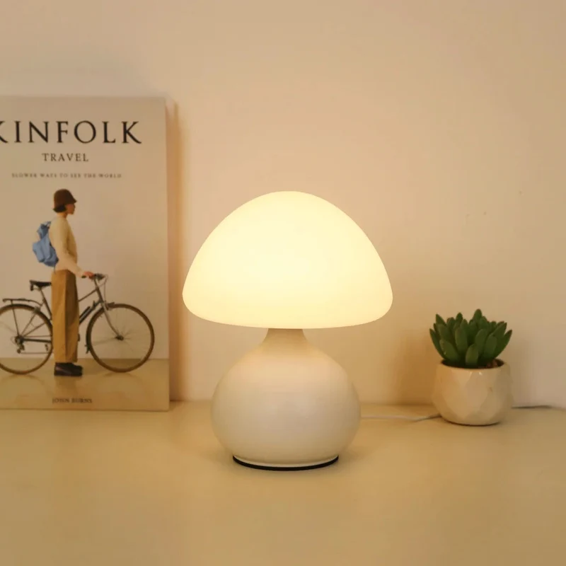 Euroselle Modern Mushroom Table Lamp With 3 Color Settings For Bedside Or Desk
