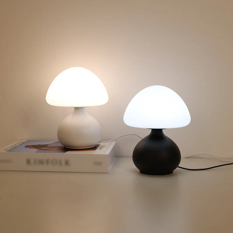 Euroselle Modern Mushroom Table Lamp With 3 Color Settings For Bedside Or Desk